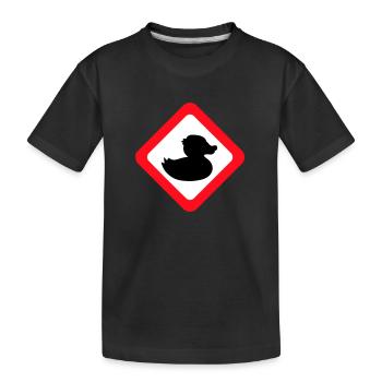 Ente Hinweisschild Warnung Achtung Gefahr Vorsicht - Kinder Premium Bio T-Shirt - Schwarz - Vorne