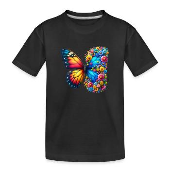 Bunter Schmetterling, von der Natur inspirierte Sommerstimmungen - Kinder Premium Bio T-Shirt - Schwarz - Vorne