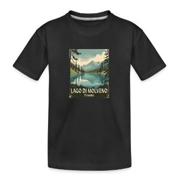 Lake Molveno retro mountain lake - Kids' Premium Organic T-Shirt - black - Front