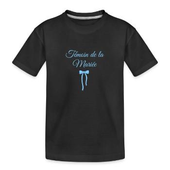 Témoin de la mariée noeud bleu - T-shirt bio Premium Enfant - noir - Devant