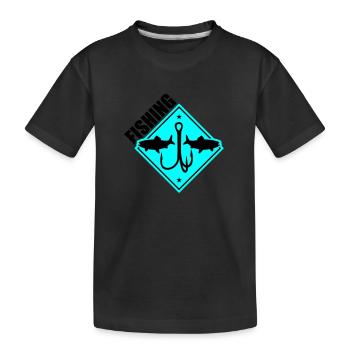 Pêche Pêche Hameçons - T-shirt bio Premium Enfant - noir - Devant