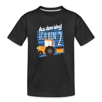 2. Geburtstag Bauernhof 2 Jahre alt Traktor - Kinder Premium Bio T-Shirt - Schwarz - Vorne