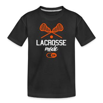 Lacrosse Mode On Lacrossespieler - Kinder Premium Bio T-Shirt - Schwarz - Vorne