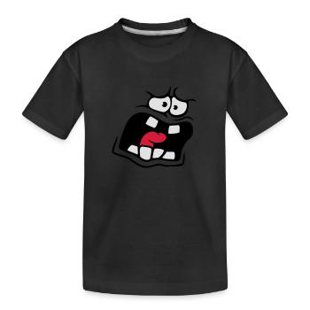 Schreiendes Ängstliches Comic Cartoon Gesicht - Kinder Premium Bio T-Shirt - Schwarz - Vorne
