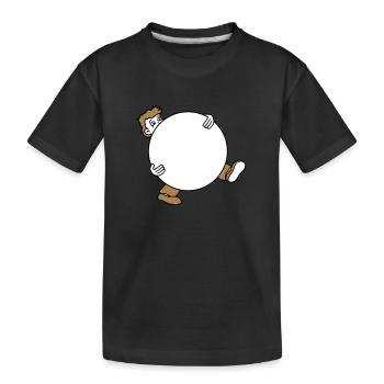kugel ball tragen schleppen gross schwer mann figu - Kinder Premium Bio T-Shirt - Schwarz - Vorne