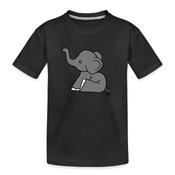 elephant sitting sweet calf small child baby clipart - Kids' Premium Organic T-Shirt - black - Front