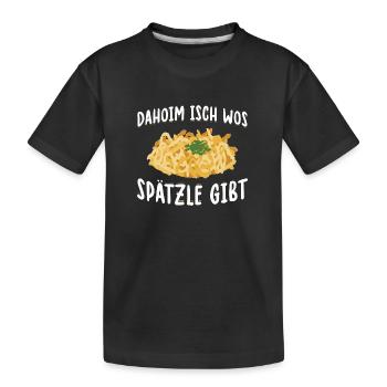 Schwäbische Geschenkideen für Schwaben | Spätzle - Kinder Premium Bio T-Shirt - Schwarz - Vorne