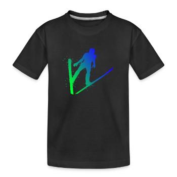 Skispringen Skifliegen Wintersport Skispringer - Kinder Premium Bio T-Shirt - Schwarz - Vorne