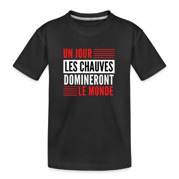 Un jour les chauves domineront le monde - T-shirt bio Premium Enfant - noir - Devant