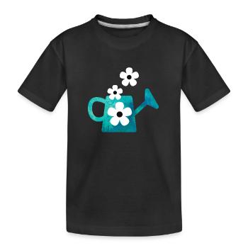 Arrosoir bleu avec des fleurs - T-shirt bio Premium Enfant - noir - Devant