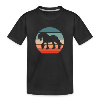 Clydesdale Pferd retro Zugpferd Motiv - Kinder Premium Bio T-Shirt - Schwarz - Vorne