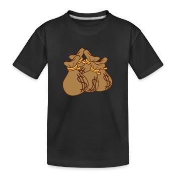Viele Dollar Comic Geldsäcke - Kinder Premium Bio T-Shirt - Schwarz - Vorne