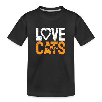 I love Cats ich liebe Katzen - Kids' Premium Organic T-Shirt - black - Front