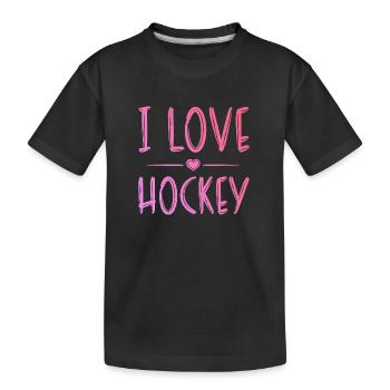 I love hockey - Kids' Premium Organic T-Shirt - black - Front