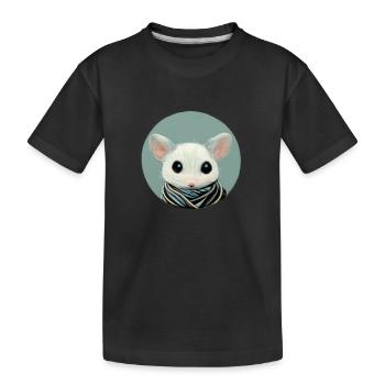 Petite souris blanche avec foulard en cercle - T-shirt bio Premium Enfant - noir - Devant