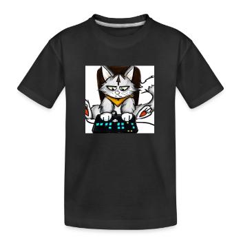 Chat jouant à des jeux informatiques Comic - T-shirt bio Premium Enfant - noir - Devant