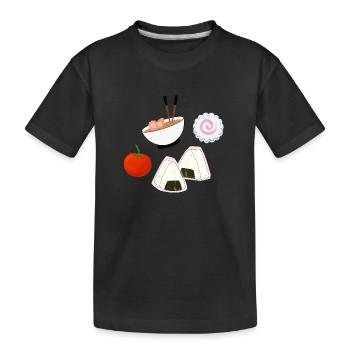 NaruSasu SasuNaru design mit Ramen, Onigiri Tomate - Kinder Premium Bio T-Shirt - Schwarz - Vorne