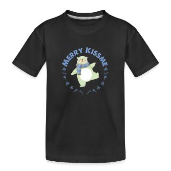 FROHE CHRISTEN BLAUER LIEBLICHER BÄR - Kinder Premium Bio T-Shirt - Schwarz - Vorne