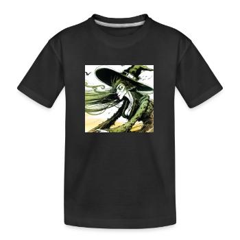 Witch drawing - Kids' Premium Organic T-Shirt - black - Front