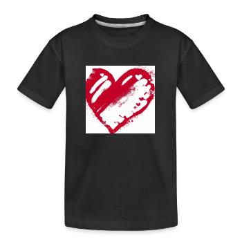 Riesiges Herz rot weiß - Kinder Premium Bio T-Shirt - Schwarz - Vorne