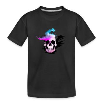 Feuerschädel Rauch pink Skelett Flammen 1 - Kinder Premium Bio T-Shirt - Schwarz - Vorne