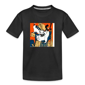 Cats in Japanese Art Style 4 - Kids' Premium Organic T-Shirt - black - Front
