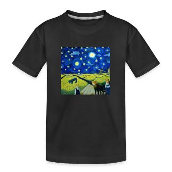 Les chats dans la « nuit étoilée » - T-shirt bio Premium Enfant - noir - Devant
