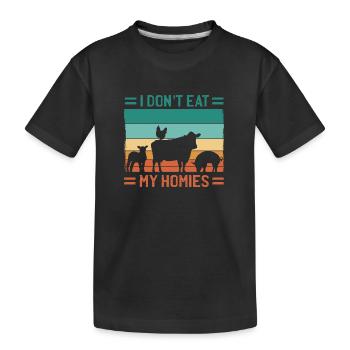 I don't eat my Homies! Vegan Veganismus Kein Fleis - Kinder Premium Bio T-Shirt - Schwarz - Vorne
