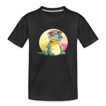 Colorful cool crocodile with sunglasses - Kids' Premium Organic T-Shirt - black - Front
