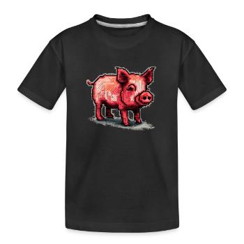 Petit porcelet comme cochon domestique dans les graphismes rétro - T-shirt bio Premium Enfant - noir - Devant