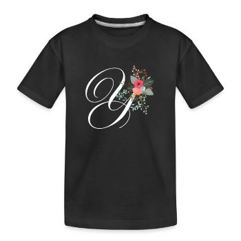Lettre y fleuris - T-shirt bio Premium Enfant - noir - Devant