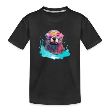 Nini der bebrillte Otter - Kinder Premium Bio T-Shirt - Schwarz - Vorne