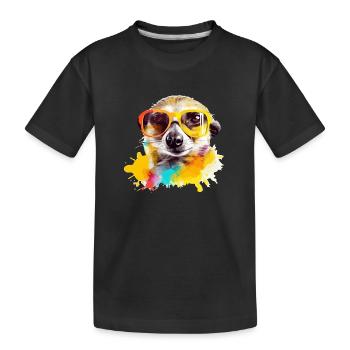 Exou das Erdmännchen mit Brille - Kinder Premium Bio T-Shirt - Schwarz - Vorne