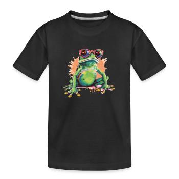 Reina, der Brillenfrosch - Kinder Premium Bio T-Shirt - Schwarz - Vorne