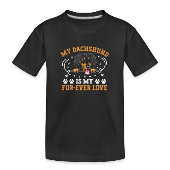 Mein Dackel ist mein Pelz-Ewige Liebe Hundebesitzer Hundeliebhaber - Kinder Premium Bio T-Shirt - Schwarz - Vorne