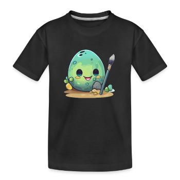 Ei mit Pinsel - Kinder Premium Bio T-Shirt - Schwarz - Vorne