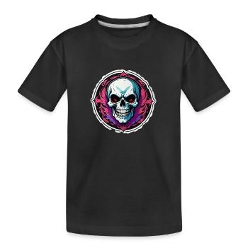 Totenkopf - Skelett - Totenkopf - Motorradhelm - Kinder Premium Bio T-Shirt - Schwarz - Vorne