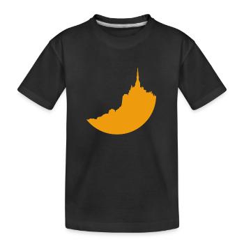 Mont Saint Michel mit gelber Silhouette - Kinder Premium Bio T-Shirt - Schwarz - Vorne