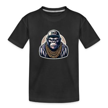 Gorilla with Gold Chain - Kids' Premium Organic T-Shirt - black - Front
