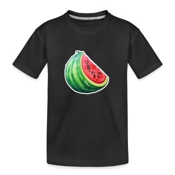 Wassermelone Viertel - Kinder Premium Bio T-Shirt - Schwarz - Vorne
