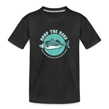 Drop The Bass Dynamisches Anglermotiv - Kinder Premium Bio T-Shirt - Schwarz - Vorne