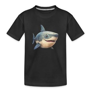 Hai, Haifisch, Fisch, Meer, Tiefsee, Angeln - Kinder Premium Bio T-Shirt - Schwarz - Vorne
