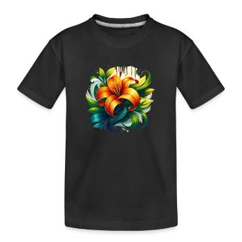 Strahlende BlüteGross - Kinder Premium Bio T-Shirt - Schwarz - Vorne
