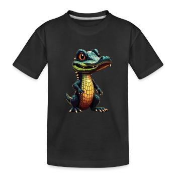Baby Krokodil Alligator Kroko - Kinder Premium Bio T-Shirt - Schwarz - Vorne