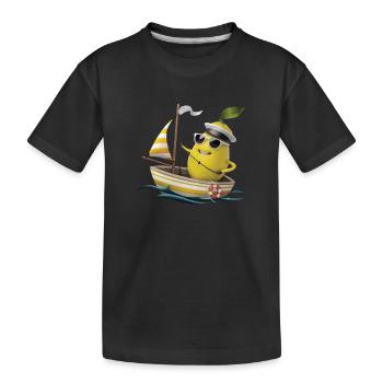 Obst Zitrone Bootfahren Geschenk - Kinder Premium Bio T-Shirt - Schwarz - Vorne