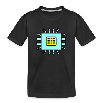 Digital Computer Chip Icon - Kids' Premium Organic T-Shirt - black - Front