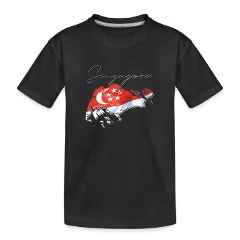 Drapeau de Singapour sur la carte de Singapour EN - T-shirt bio Premium Enfant - noir - Devant