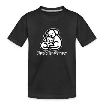 Cat & Dog Cuddling - Cuddle Crew Design - Kids' Premium Organic T-Shirt - black - Front
