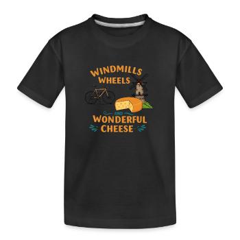 Des moulins à vent, des meules et du fromage ! - T-shirt bio Premium Enfant - noir - Devant