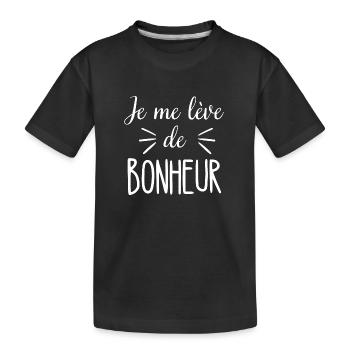 Je me lève de bonheur - T-shirt bio Premium Enfant - noir - Devant
